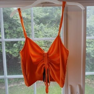 South Moon Under Printed Mesh Cinched Tank in Orange (no longer sold)